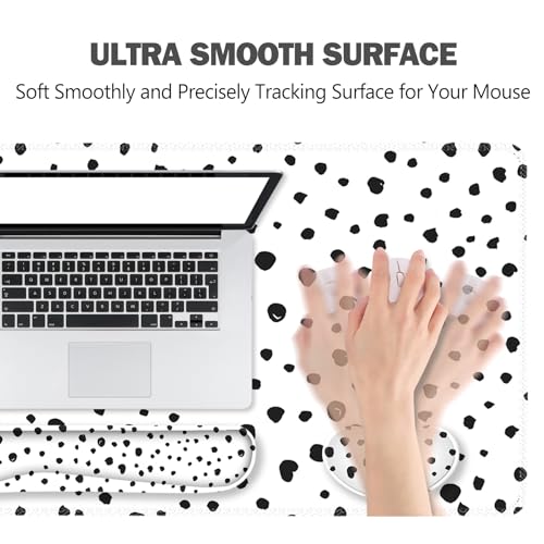 ToLuLu Extended Gaming Mouse Pad, Memory Foam Ergonomic Keyboard Mouse Wrist Rest Support Set, Large Desk Mat with Stitched Edges, Non-Slip Base Mousepad for Home Office Game and Study, Polka Dots - color: Polka Dots