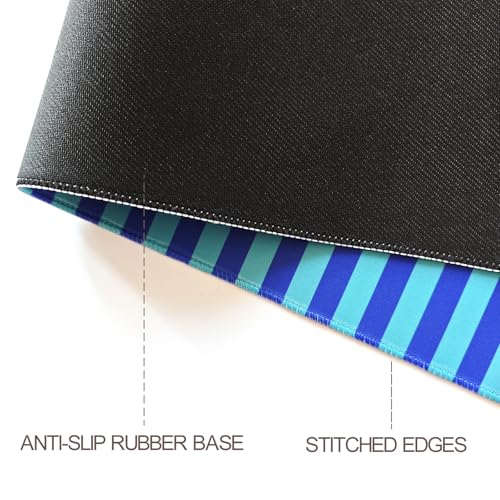 Blue Teal Striped Desk Mat Cute Pastel XXL Large Gaming Mouse Pad Desk Pad Kawaii Aesthetic Home Office Decor Cozy Keyboard Laptop Computer Mat - color: A6- Blue Teal