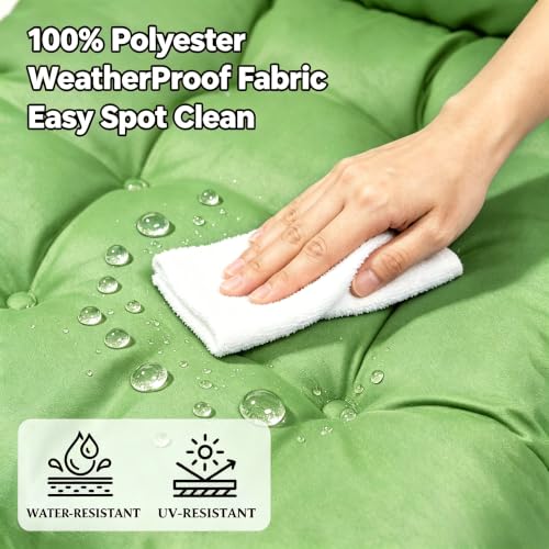 QILLOWAY Outdoor Rocking Chair Cushions Set of 2, 100% Polyester Waterproof Patio Rocking Chair Cushion, High Back Weatherproof Chair Pad for Adirondack & Outdoor Furniture, Green - color: Green