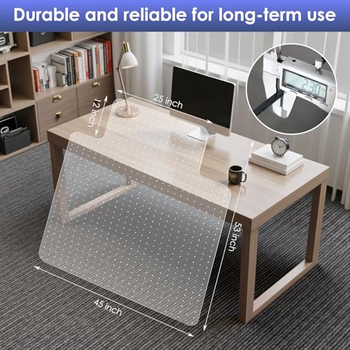 Kuyal Office Chair Mat for Carpet, 2 Pack 45x53 Clear Heavy Duty Computer Chair Mat with Lip, Under Desk Protector Carpeted Floors Mat, Easy Chair Movement,Ship Flat - size: 45" X 53" with Lip 2Pack