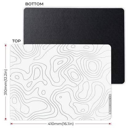 XVX White Topograph Glass Mousepad 4.0, Hard Mouse Pad for Gaming,Ultra-Smooth Micro-Etched Surface Mouse Mat with Non-Slip Rubber Base(410mm*310mm) - color: White(Topograph)