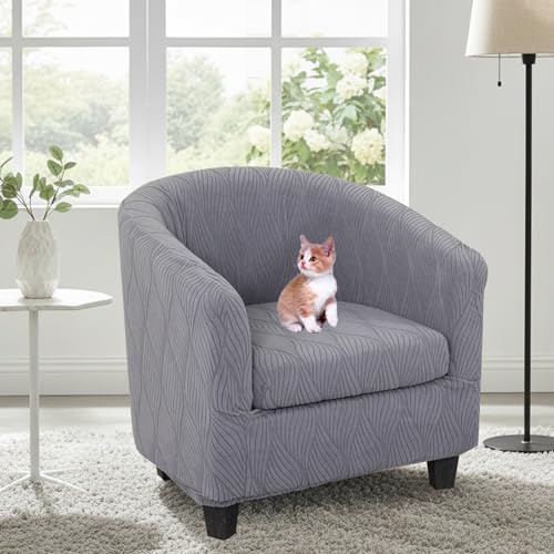 KRFOONN Club Chair Slipcover 2 Piece Stretch Printed Round Barrel Chair Covers Removable Tub Chair Slipcover with Elastic Bottom Chair Coverings Furniture Protector Cover for Living Room, B61 - color: Colorb61