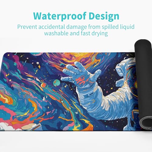 Astronaut Gaming Mouse Pad Abstract Sky Mouse Pad 31.5x11.8 Inch Texture Non-Slip Rubber Base Large Mousepad Stitched Edges Keyboard Mouse Mat Desk Pad for Office and Home - color: Astronaut
