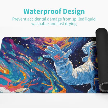 Astronaut Gaming Mouse Pad Abstract Sky Mouse Pad 31.5x11.8 Inch Texture Non-Slip Rubber Base Large Mousepad Stitched Edges Keyboard Mouse Mat Desk Pad for Office and Home - color: Astronaut