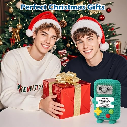 Busy Gaming Life 2026 Funny Gamer Birthday Gifts for Friend, Happy Birthday Gift for Men Dad Boy Friend Uncle Brother, Positive Handmade Crochet Gift - style: Birthday