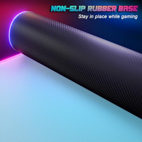 ITNRSIIET RGB Gaming Mouse Pad Full Desk XL Extended Large Gaming Mousepad 12 Lighting Modes, 30% Thicker, Big LED Desk Mat for Keyboard Men Gamers Esport Pros, 32" x 12",Gradient Blue Pink - color: Z-gradient Blue Pink