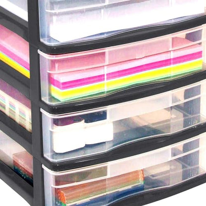 Gracious Living 4 Drawer Desktop & Countertop Organizer w/Organization Lid for Craft Storage, Office Supplies & School Supplies, Black/Clear (2 Pack) - size: 2 Pack