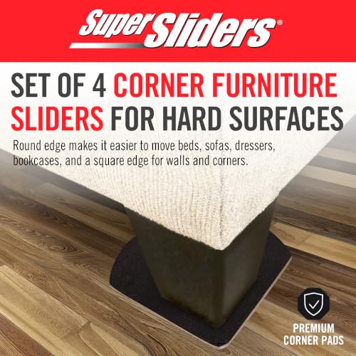 Super Sliders 5" Slide & Hide Reusable Furniture Sliders for Hard Surfaces, Anti-Slip Protective Furniture Moving Pads for Beds, Sofas, Dressers, Set of 4, Beige - size: 5 Inch, style: For Hardwood