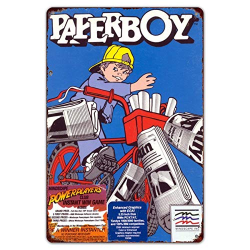 HomDeo Tin Sign 8" x 12" for Home Ranch Wine Cellar Bar Patio Metal Signs Vintage Paperboy Video Game Ad Arcade Gaming Retro Look Novelty Wall Decor