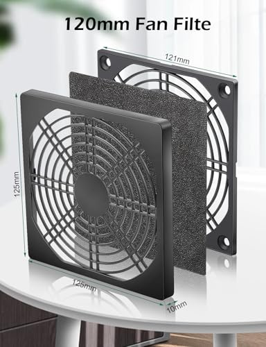 120mm PC Fan Filter 2-Pack, ABS Plastic Mesh Dust Cover, Computer Case Cooling Fan Grill Guard,Reusable Air Vent for Desktop Computer, Radiator, CPU Cooler(Black)