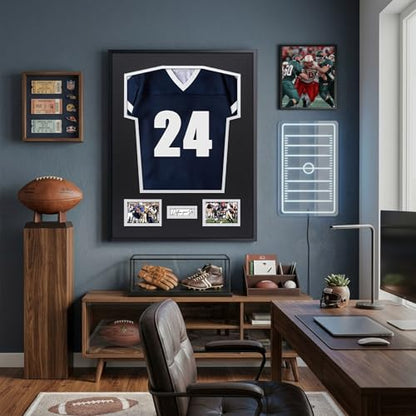 Aluminum Jersey Display Frame Case Large Shadow Box Jersey Frame with Photo Slots 98% UV Protection Clear Acrylic for Football, Hockey, Basketball, Baseball Shirt Ideal Gift for Sports Fans - color: Jersey Frame 11