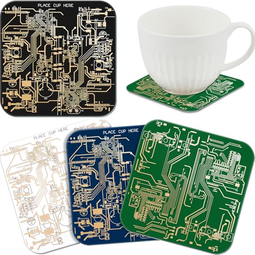 Nuenen 4 Pcs Circuit Board Coasters for Drinks PCB Coasters Immersion Gold Circuit Board PCB Design Engineer It Gift for Party Bar Office Geek Nerd Engineer Dad Gift Men(Classic Style,Multicolor) - color: Multicolor, size: Classic Style