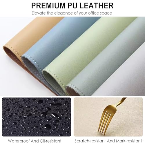 24 x 12 Inches Leather Desk Pad Protector, Non-Slip PU Leather Desk Mat, Laptop Desk Pad, Perfect for Office & Home Use (gray) - color: Gray
