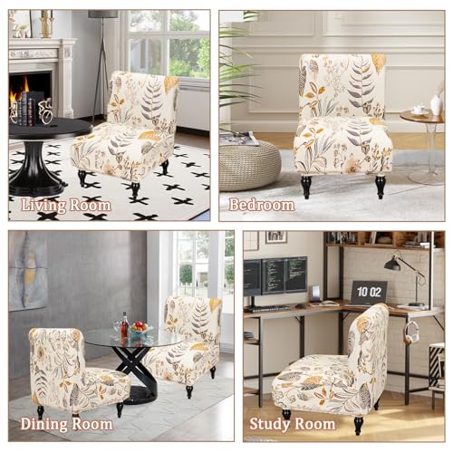 FUANGUI Armless Accent Chair Cover Slipcover, Stretch Spandex Chair Covers for Living Room Removable Washable for Armless Chair Furniture Protector - color: A1, size: 2pcs