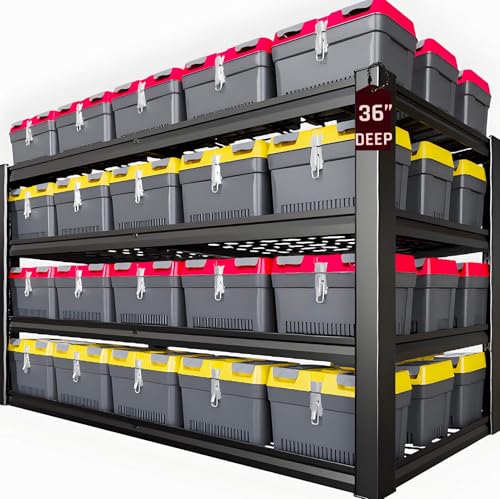 36" D Storage Shelves, 68" W Garage Shelving Heavy Duty Metal Adjustable Garage Shelves, Shelving Units Industrial Shelving for Warehouse, 68" W x 36" D x 68" H,Black - size: 68"Wx68"Hx36"D | 4 Tier