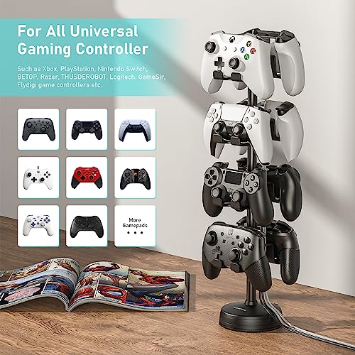MANMUVIMO Headphone Controller Storage Holder for Desk 4 Tiers with Anti-Slip Stable Suction Cup, Controller Holder, Universal Gaming Desk Accessories for PS5/PS4/Xbox Series/Xbox One - size: 4 Tier Controller Holder Black