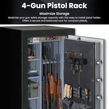 UNITEDPOWER Wall Mount Pistol Rack, 4 Handgun Holder for Gun Cabinet Storage, Revolvers Safe Organizer, Metal Gun Stand Fit Most Pistols With Laser Sights