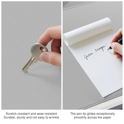 Dual Sided Leather Desk Mat - Waterproof Desk Pad - Ideal for Large Mouse Pad and Desk Mats on Top of Desks (Gray, 33"*13") - color: Gray, size: 33"*13"