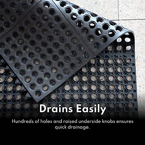 New Star 1 pc Heavy Duty Red 36x36 inch Interlocking Restaurant / Bar Grease Resistant Rubber Floor Mat - size: 36"L x 36"W x 0.375"Th