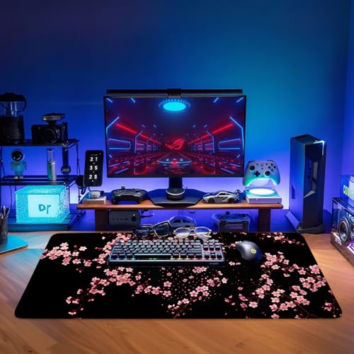 Cherry Blossom Extended Gaming Mouse Pad 35.4 x 15.7 Inch – Japanese-Inspired Desk Mat for Gaming, Office, and Study with Non-Slip Rubber Base - color: #42, size: 35.4 x 15.7 Inch