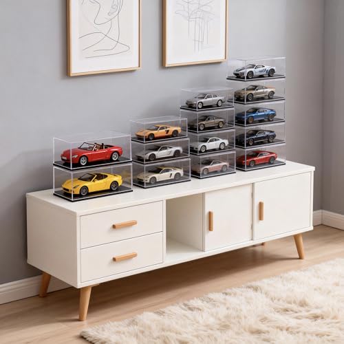 Model Car Display Case, 1:32 Scale Acrylic Display Box for Cars, Stackable Dustproof Storage Boxes for Collectibles, Figures and Memorabilia, 7.5 x 3.3 x 3.3 inch - size: 7.5 x 3.3 x 3.3 inch