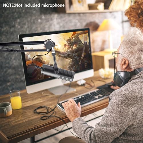 SUNMON Samson Q9U Mic Boom Arm - Compatible with Samson Mic, Includes 3/8" to 5/8" Screw Adapter Clip and Cable Sleeve