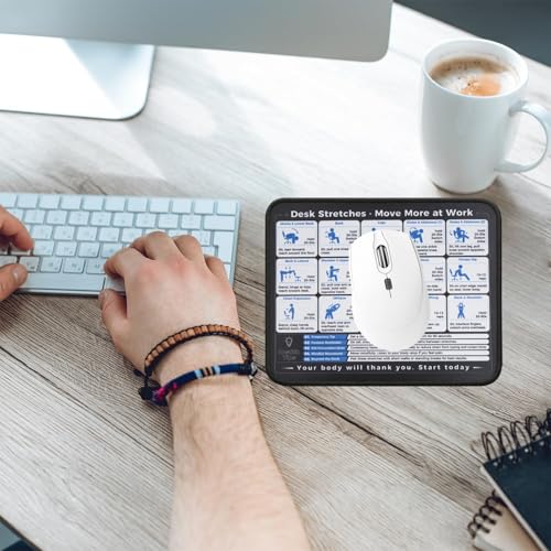 Desk Stretches Mouse Pad, Office Posture Exercise Guide Desk Mat, Non-Slip Smooth Mousepad for RSI Relief Remote Workers Gamers - color: Desk Stretches & Posture