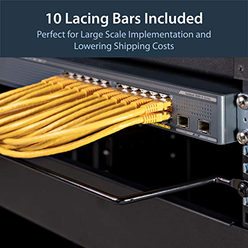 StarTech 10-Pack Lacing Bar with 4in Offset for 19in Rack, Steel (CMLB104) - style: 4in offset