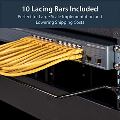 StarTech 10-Pack Lacing Bar with 4in Offset for 19in Rack, Steel (CMLB104) - style: 4in offset