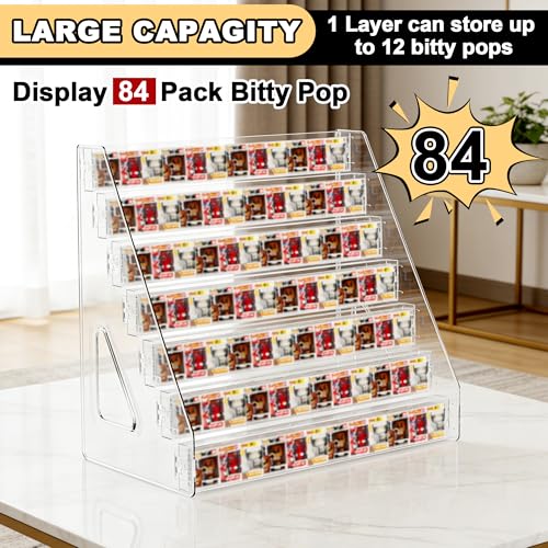 7 Layers Acrylic Display Shelf for Funko Bitty Pop, Clear Display Stand Toys Organizer for Mini Collectible Toys - size: 7 Layers