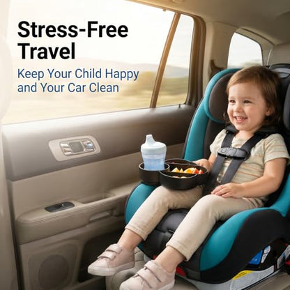 2PCS Toddler Car Seat Snack Tray, Detachable Cup Holder Replacement Compatible with Safety 1st EverFit & Grow and Go Car Seat, Anti-Slip Food Storage Tray, BPA-Free, Anti-Slip Car Seat Accessory