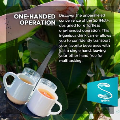 SpillNot+ - The SpillNot Portable Handheld Beverage Carrier, Nonspill Drink Tray, Innovative, Easy to Use - Black