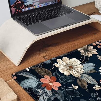 Dark Flower Large Mouse Pad,Gaming Keyboard Desk Pad,Extended Mouse Mat Non-Slip Rubber Base with Stitched Edges for Office Game Home XXL 35.4"x15.7" - color: Dark Flower, size: 35.4L x 15.7W inches