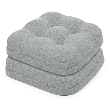 baibu Dining Chair Cushions Set of 2, Dual-Layer Memory Foam Kitchen Chair Cushions, Patented Design Seat Pads with Ties, 16.5 x 16.5 x 3.5in, Grey - color: Grey, size: 2 Count (Pack of 1)