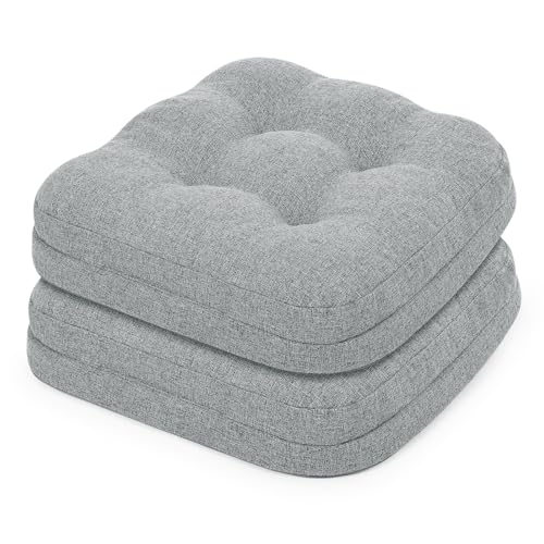 baibu Dining Chair Cushions Set of 2, Dual-Layer Memory Foam Kitchen Chair Cushions, Patented Design Seat Pads with Ties, 16.5 x 16.5 x 3.5in, Grey - color: Grey, size: 2 Count (Pack of 1)