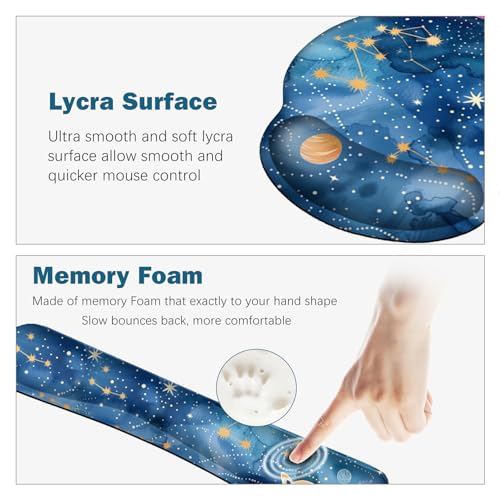 ARTSO Large Mouse Pad and Keyboard Wrist Rest, Ergonomic Mouse Pad with Wrist Support, Non-Slip Desk Mat Protector for Office, Home -Blue Planet Galaxy - color: Blue Planet Galaxy