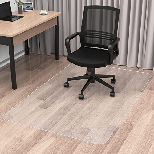 Blvornl Office Chair Mat for Hard Wood Floor, Sturdy Plastic Protector Floor Mat for Office Chairs, Rectangle Transparent PVC Computer Hard Floor Chair Mat for Desk, Office, Home (Clear, 47 X 47in) - size: 47 X 47in