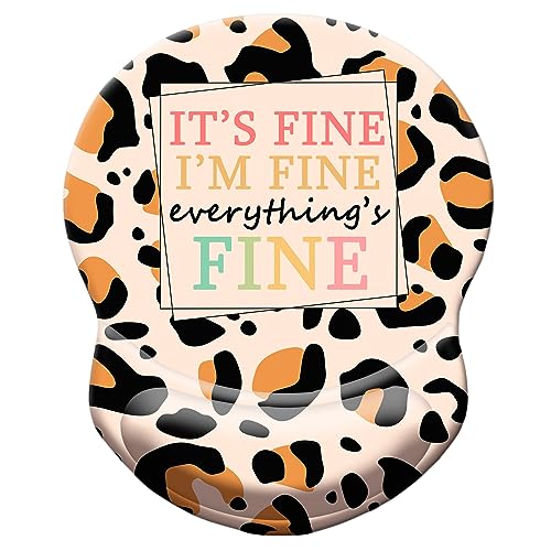Ergonomic Wrist Support Mouse Pad - Comfortable Computer Mouse Pad with Non-Slip PU Base for Home Office Working Gaming (Everything's Fine) - color: Everything's Fine