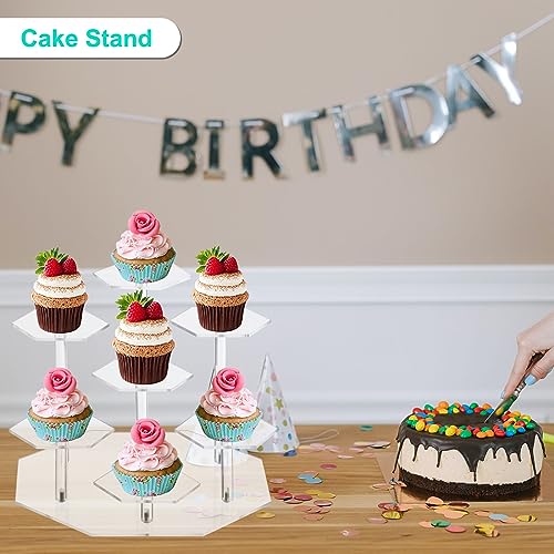 UXCELL Acrylic Display Stand for Figures & Collectibles - 7-Tier Clear Acrylic Risers for Showcasing Pastry & Candy