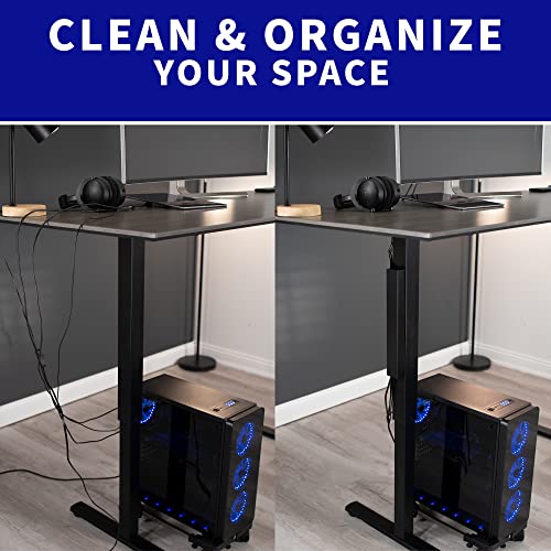VIVO Black 14 inch Cable Management Channel for Desk Leg, DESK-AC01-1MB | Magnetic Steel Design, Under Desk No Drill Cord Organizer, For Home and Office - color: Black