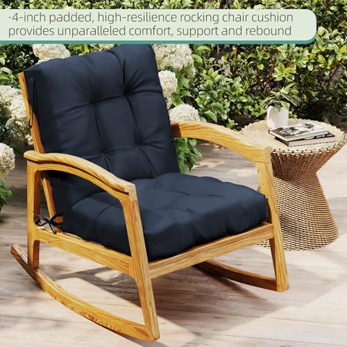 Outdoor Chair Cushions Set of 2, 42x21x4 Inch Patio Cushion for Dining/Rocking Chairs, High Back Soft Seat Pad with Ties, Indoor Outside Use, Fade-Resistant & Waterproof, Dark Blue - color: Dark Blue