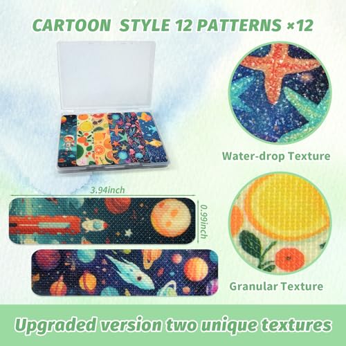 72 Pieces Anxiety Sensory Stickers with Storage Box - Sensory Stickers 2 Textured Surface - Fidget Strips for Office Desk Adult Stress (Cartoon) - style: Cartoon Style