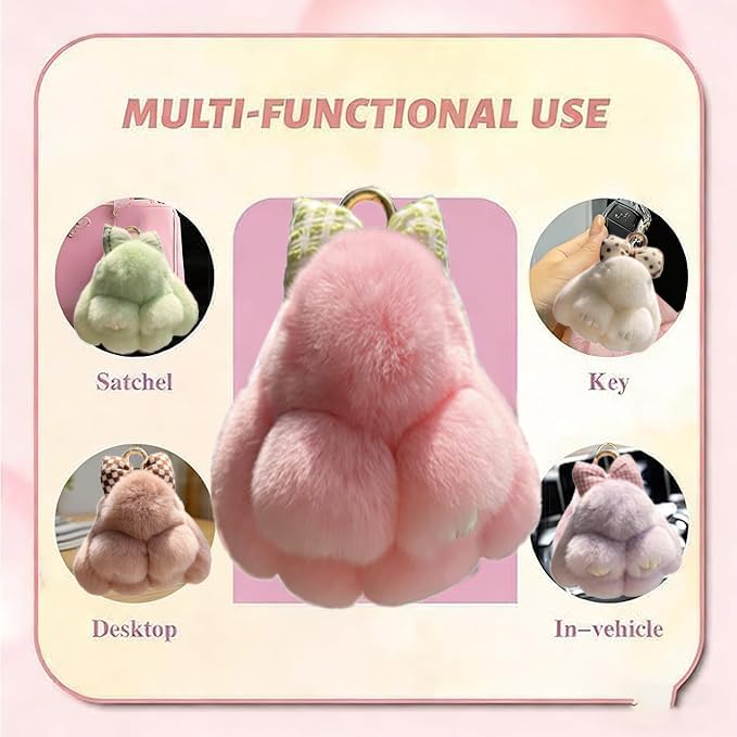 Handmade Soft Bunny Keychain, Includes Matching Tin, Charming Rabbit Design, Perfect for party gifts, Christmas. - color: Pink, size: big