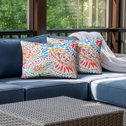 Juexica 2 Pack Chaise Lounge Pillow with Strap Outdoor Waterproof Beach Chair Neck Headrest Pillow Adjustable Elastic Band for Hammock Lumbar Recliner Pillows for Patio Pool Chair(Paisley) - style: Paisley