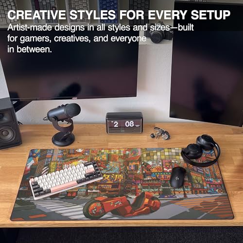 MPCO. Masterpiece Large Gaming Desk Pad - 36" x 17" Aeroglyde Fabric Machinami Desk Mats - Non-Slip, Washable, Smooth Glide for Precision Gaming & Work - color: AeroGlyde Machinami