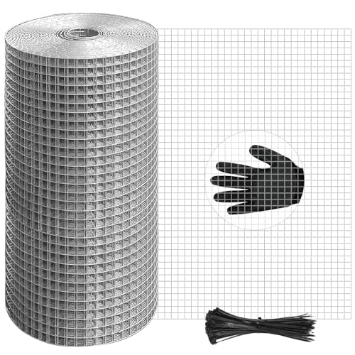 TNELTUEB 8in x 25Ft Hardware Cloth Hot-Dip Galvanized Welded Wire Mesh - Heavy Duty 1/4inch 23 Gauge Chicken Wire Fencing for Garden, Chicken Coop, Rabbit Cage, Rodent & Predator Protection - size: 8in x 25ft