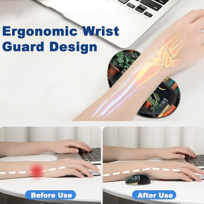 Large Mouse Pad + Keyboard Wrist Rest Set, Extended Gaming Mousepad (31.5X11.8 inch) with Non-Slip Rubber, Ergonomics Memory Foam Mouse Wrist Rest Support, Bookshelf Plants Pattern XXL Desk Pad - color: Yu-Mouse Pad-3-B41