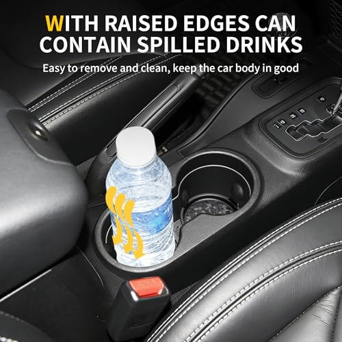 Cup Holder Inserts Coaster Compatible with 2012-2017 Jeep Wrangler JK 2/4 Door Accessories, Center Console Cupholder Pad, Non-Slip Drink Liner, Original Design, TPE, 2-Pcs Front Only - size: 2 Pack for JK Front