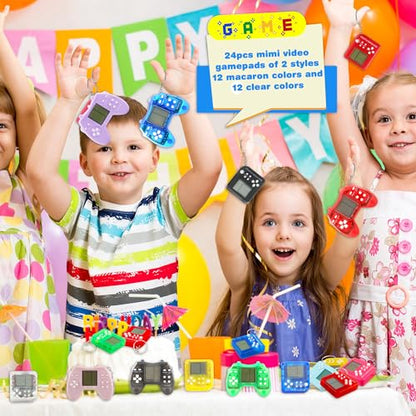 24 Pack Video Game Keychains Video Game Party Favors Mini MultiColors Gamepad Keychain Bulk for Kids Birthday Party Supplies Goodies Bags Stuffer