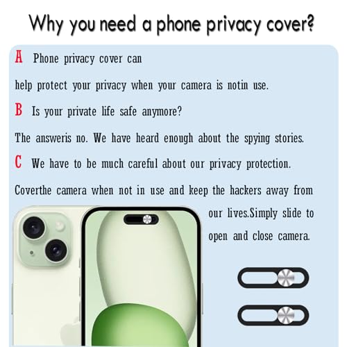 Webcam Cover Protector Protect Privacy and Security, Front Camera Cover, Camera CoverCompatible with iPhone 14Pro/14Pro Max/iPhone15/15Puls/15Pro/15Pro Max /16/16Plus/16Pro/16Pro Max (2PCS,Silver) - color: Silver